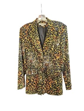 Casien Swinger VINTAGE  Women's Leopard Print Blazer Jacket